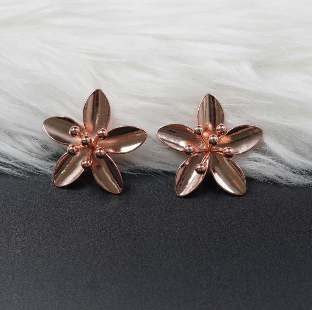 Miniatura 2 de ARETE RODIO FLOR ROSADO